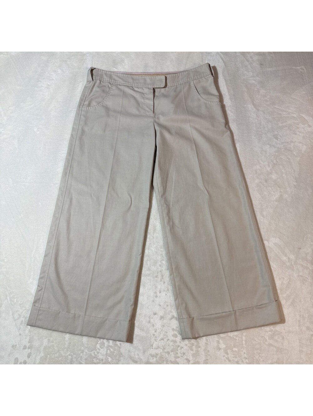 Stella McCartney Minimalist Wide Leg Trouser Chino Pants/Capri Ivory size 40